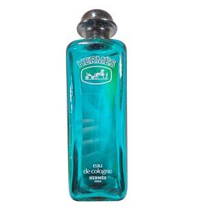 Hermès empty perfume bottle Eau De Cologne Paris Glass Turquoise vanity blue